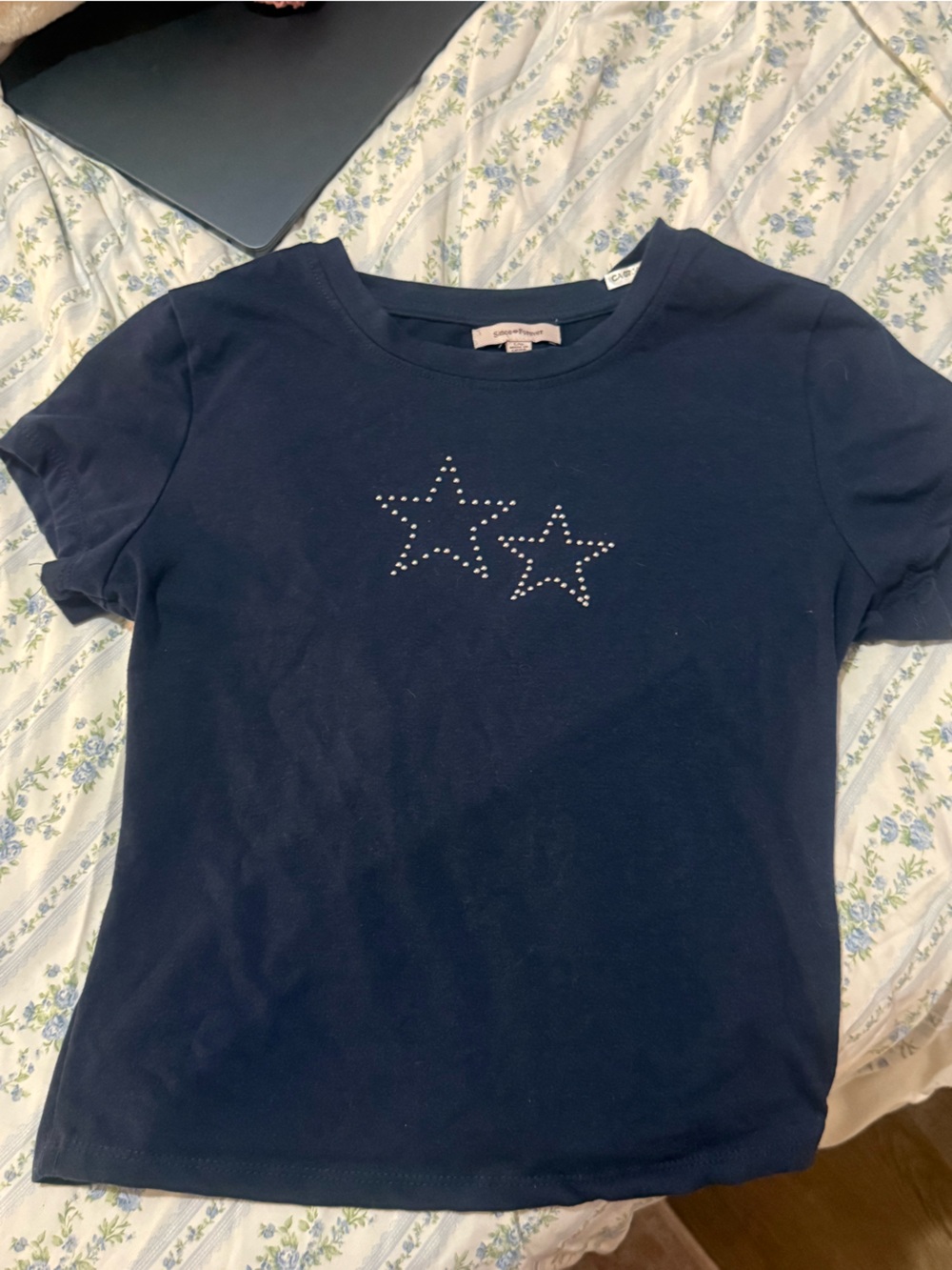 ⭐️Navy Rhinestone Star Baby Tee
